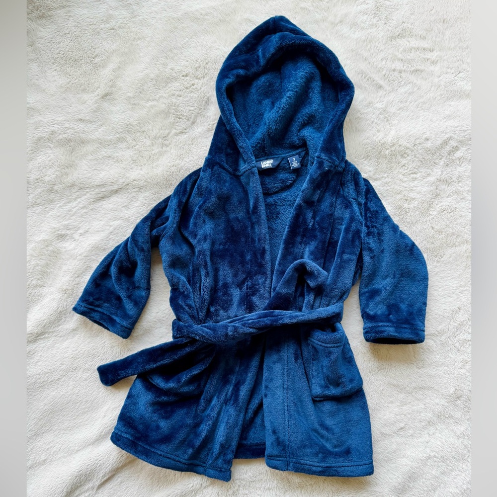 Cozy Navy Kids Fleece Hooded Robe